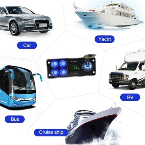 Switch Panel Toggle Dash for Automotive Car Marine Boat 12-24 V Digital Display Car Charger Cars/ Large Trucks/ Boats H3CA