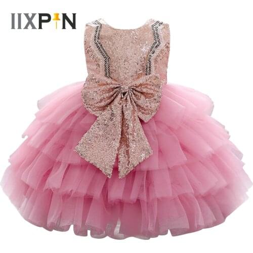 Sequins Baby Girl Dresses Kids Dresses for Girls Tutu Princess Dress Children Wedding Gown Birthday Party Flower Girl Clothes