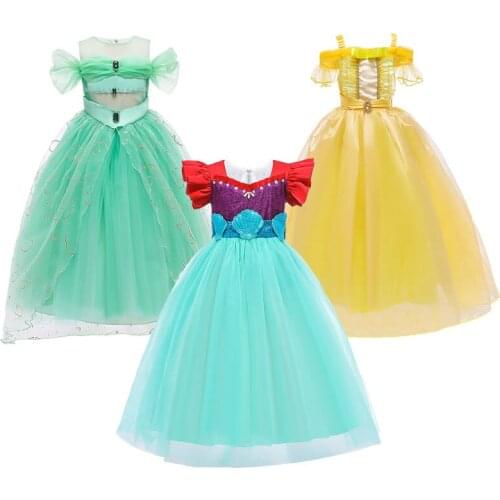 Girls Dresses Fashion Ball Gown 2020 Children Beaded Carnival Birthday Party Dress Girl Princess Cosplay Costumes Kids Dress