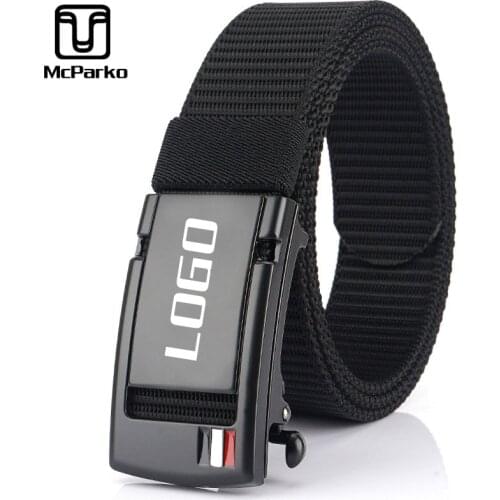 McParko Nylon Belt For Men Custom Made Logo Personalize Belts Men Fashion Canvas Waist Strap Automatic Buckle With Name Design