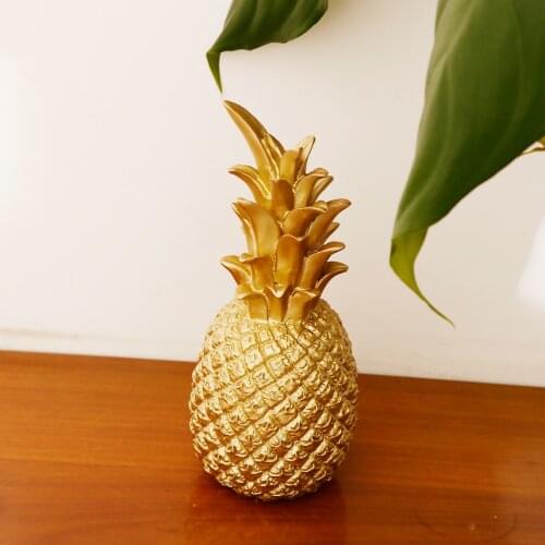 Luxurious Gold Resin Pineapple Décor Housewarming Gift Decorative Crafts Desktop Display Stand- L/S