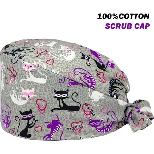 New Surgicals hat Unisex cartoon anime print adjustable Scrub cap beauty salon laboratory pet shop work Nursing caps accessories