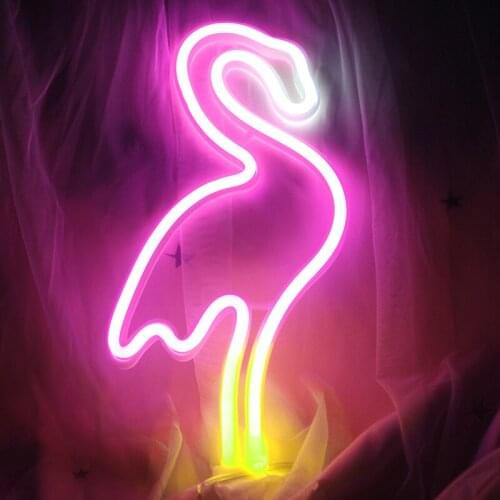 Flamingo Neon Signs Special LED Night Light Wall Decor Battery Powered for Home Bedroom Bar UD88