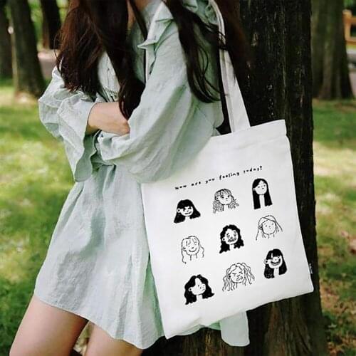 Womens White Shopper Tote Bags Shoulder Bags Girls Simple Print Foldable Canvas Shopping Handbag Student Teacher Book Bag Gift