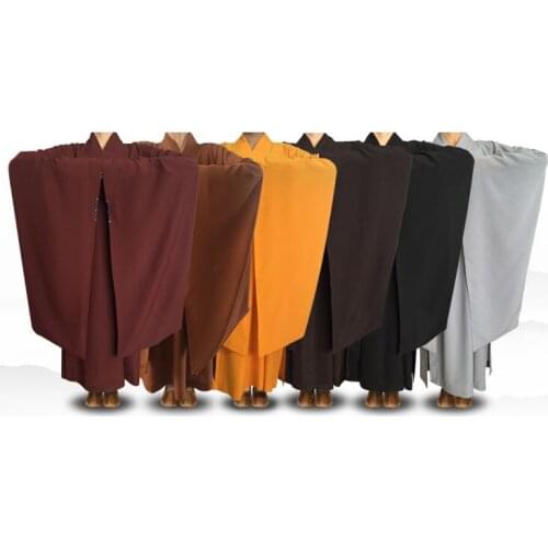 UNISEX buddhist gown nun zen robe lay meditation uniforms clothing buddhism suit black/coffee/gray/yellow