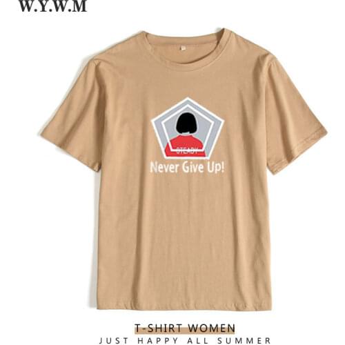 WYWM Summer Fashion Cartoon Character Printed Tshirts Women Pop Harajuku Geometric Graphic Tee Loose Streetwear Female Tops