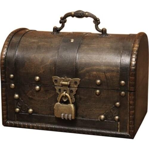 Big deal Chic Wooden Pirate Jewellery Storage Box Case Holder Vintage Treasure Chest for Wooden organizer Large