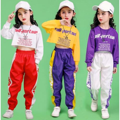 For 8 10 12 14 16 18 Years Teen Girls Clothing Set Cropped Sweatshirt Shirt Jogger Pants Hip Hop Clothes Jazz Dance Costumes