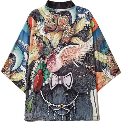 Women Harajuku Fashion Samurai Costume Yukata Haori Obi Kimono Men Japanese Kimono Traditional Cardigan Girl Shirts Robe