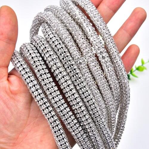 1 Yard Clear Crystal Rhinestone Cotton Rope Cord Trimming for Garment Bags Shoes Decoration Accessories