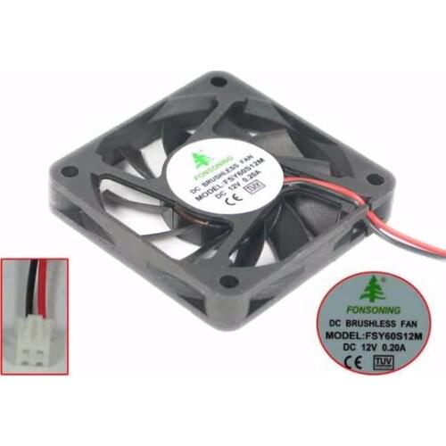 FONSONING FSY60S12M DC 12V 0.2A 60x60x10mm 2-wire Server Cooling Fan