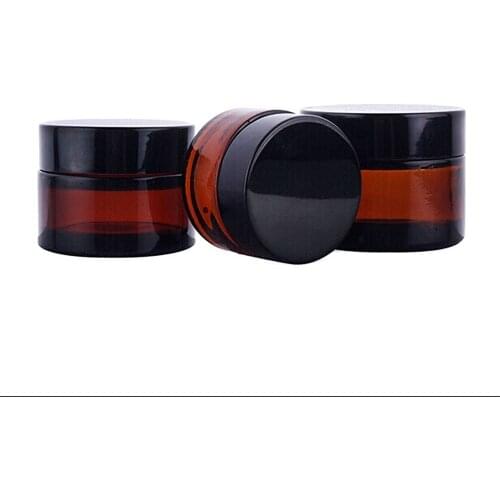 20pcs/lot 20g Amber Glass Cosmetics Jars with White Inner Liners and black Lids. Perfect Lotion Container for cosmetics