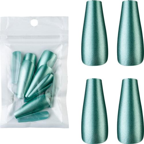 20pcs/opp 2021 Newest Fake Nails Ins Dumb Gold Long Ballerina Nail Tips 0-9 Size Full Cover Press on Nails Manicure Tools