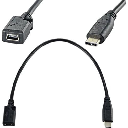 25cm USB3.1 Type C Male To mini USB 2.0 5Pin Female Charge data transfer for phone/tablet Short Cable Cord 25cm