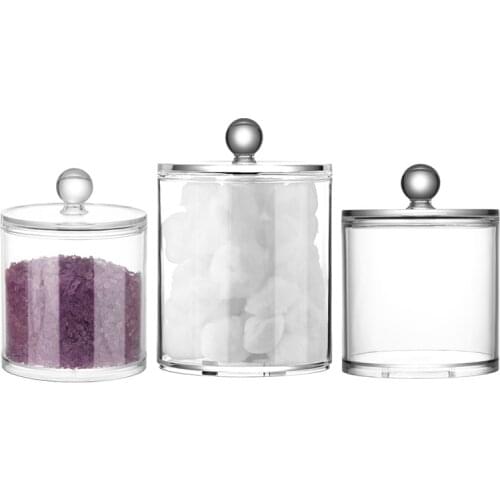 3PCS/set Cosmetic Storage Box Bathroom Organizer Jewelry Storage Box Acrylic Clear Jar Cotton Ball Qtip Holder Canisters