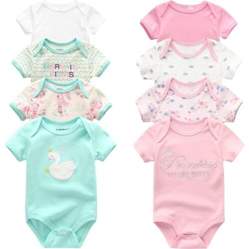 2019 4PCS/Lot Unisex Cotton Baby Girl Clothes Newborn Short Sleeve Girls Clothing Unicorn Bodysuit Baby Boy Clothes Ropa bebe