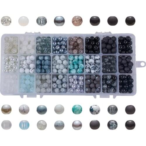 648~720pcs/box Gradient Dyed Glass Round Beads 8mm Mixed Style For DIY Jewelry making Bracelet Necklace Decor Accessories