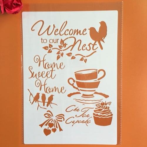A4 29 * 21 Welcome on the wall layered stencil painting scrapbook stamp album decoration embossed paper card template decoration