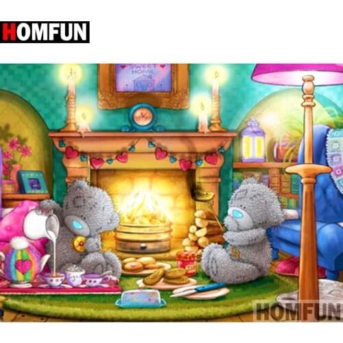 HOMFUN Full Square/Round Drill 5D DIY Diamond Painting "Cartoon bear" Embroidery Cross Stitch 5D Home Decor A15689