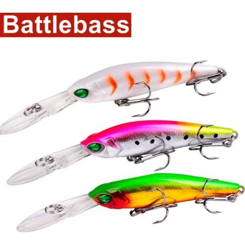 BATTLENASS 2021 NEW Floating Fishing Lure Shad Minnow 4.5M Artificial Bait Plastic 3D Eyes Wobbler Pike Lure Fishing Tackle