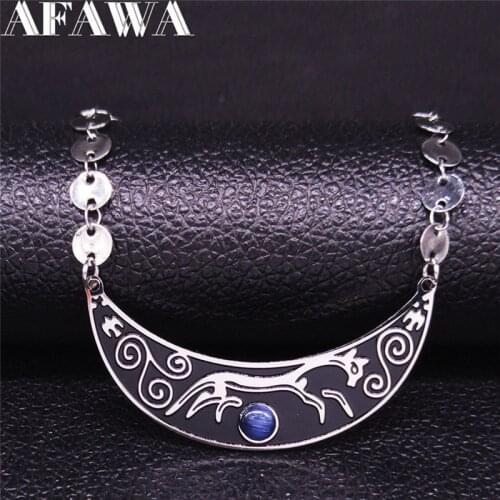Stainless Steel Spiral Vortex Charms Necklace Pendants Women Silver Color Wolf Chain Necklace Jewelry cadenas mujer N3326S02