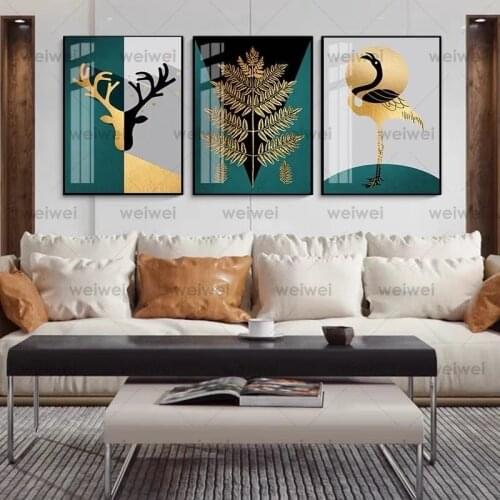 Living Room Decoration Painting Triptych Modern Minimalist Light Luxury Elk Painting Poster Bedroom Dining Hall Corridor Home De