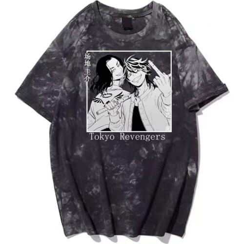 Anime Hanemiya Kazutora Baji Keisuke Print T-Shirt Top Men Women Casual Tokyo Revengers Tie Dye Fashion Summer Tshirt