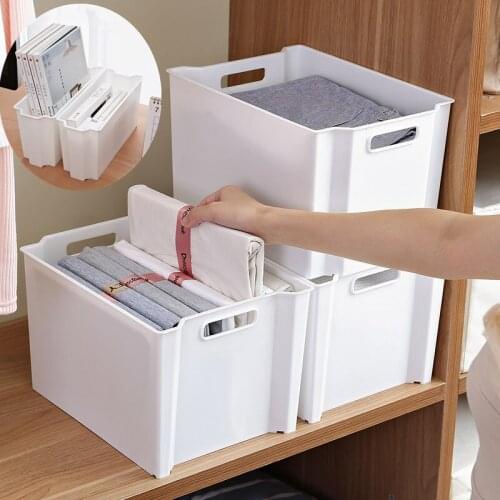 Book storage box, stackable plastic clothing storage box, multifunctional storage container (transparent)