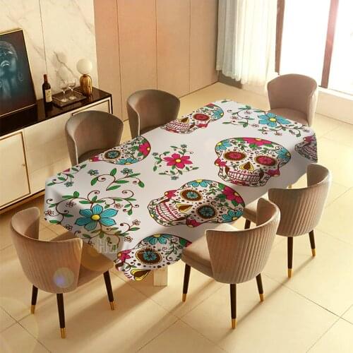 Mexican Flower Candy Skeleton Psychedelic Mystery Table Cloth Indoor And Outdoor Art Decor