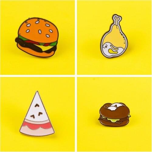 Food Series Metal Badge On Anime Backpack Cartoon Icon Enamel Pins For Clothes Brooches Lapel Pin Bags Badge Gift Paired Jewelry
