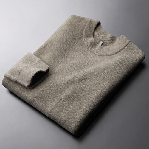 Classic Solid Color Male Sweaters Luxury Round Collar Thicken Keep Warm Mens Sweaters Fashion Fit Autumn Winter Man Sweaters
