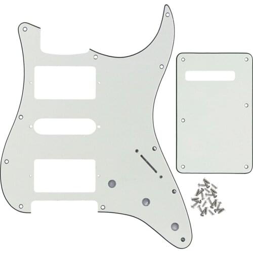 Set of HSH Electric Guitar Pickguard Scratch Plate & Back Plate Tremolo Cover & Screws for Guitar Parts Ivory 3Ply