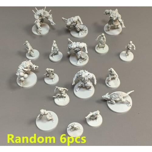 Random 6Pcs Zombicide Board Game Miniatures Badass Survivor Zombie Role Playing Figures TRPG Toys mini Models