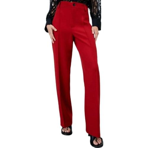 2021 New Women Formal Work High Waist Straight Pants OL Office Lady Elegant Beige Black Suit Business Design Clothing Trousers