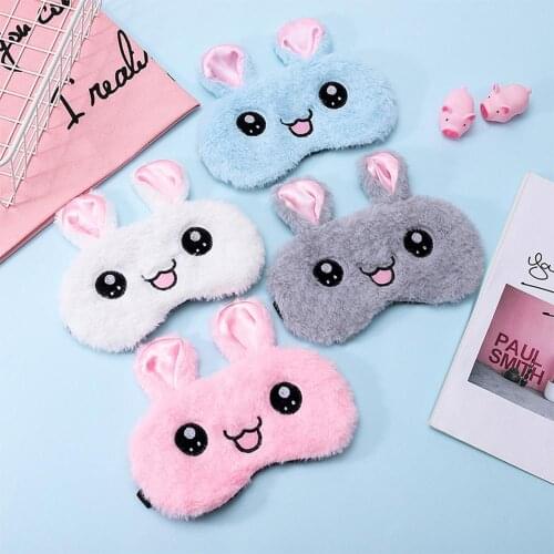 Plush Sleep Mask Eye Bandage Cute Rabbit Plush Sort Blindfold Adjust Strap Sleeping Dream Night Mask Cover For Girl Boy Health