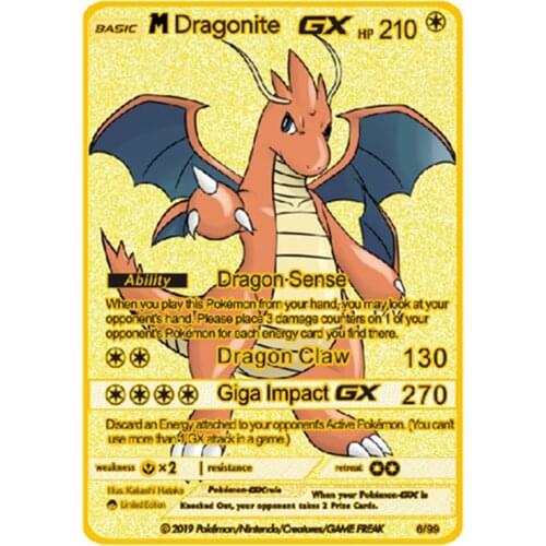 Pokemon Elite Trainer Box Charizard Gold Card Metal Trading Fire-breathing Dragon Game Label Team Battle Series Children Toy