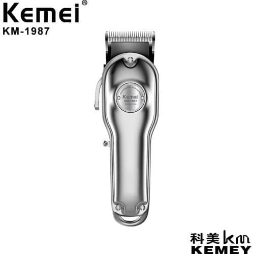 Kemei 1987 Professional Electric All Metal Hair Clipper Powerful Cordless Hair Trimmer Men Silver Gold Haircut Machine Barber