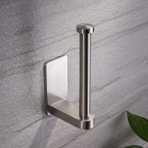 Self Adhesive Toilet Paper Holder - Bathroom Toilet Paper Holder Stand no Drilling Stainless Steel Brushed