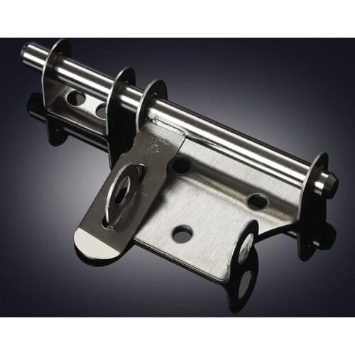 Silver 4/6/8 inch long door latch stainless steel sliding lock pin thickened door bolt fixed security