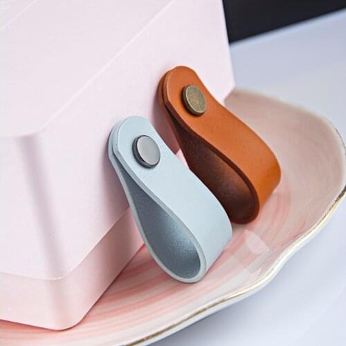 Blue ＆ orange Leather cabinet handles furniture handle cabinet hardware cupboard door handles wardrobe handle