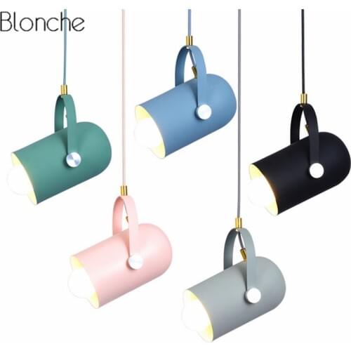 Nordic Macaron Droplight Angle Adjustable E27 Pendant Lights LED Aluminum Hanging Lamps for Living Room Home Lighting Fixtures