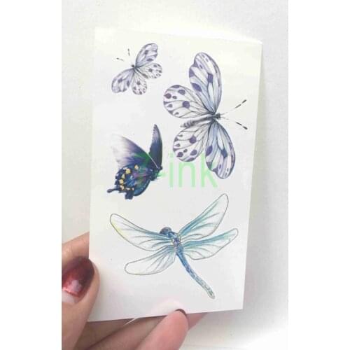 Water Transfer fake tattoo Stickers Beautiful Dream Butterfly dragonfly tattoo Waterproof Temporary tattoo for adults kids