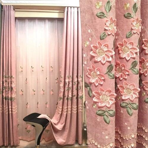 European Style Flower Embossed Curtains Fashion Simple Modern Style Blackout Curtains for Living Room and Bedroom