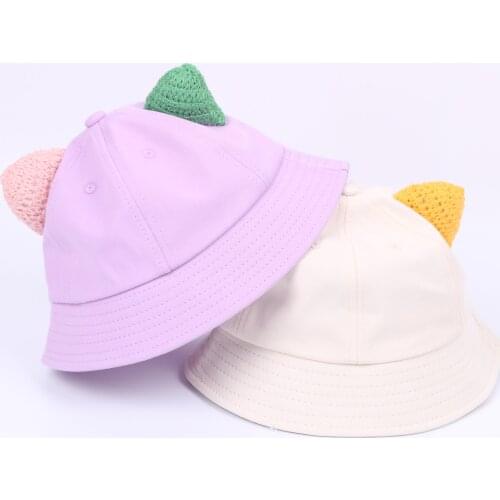 Cotton Cartoon Cat Ear Bucket Hat Fisherman Hat Sun Cap Hats For Boy Girl Child Gorras