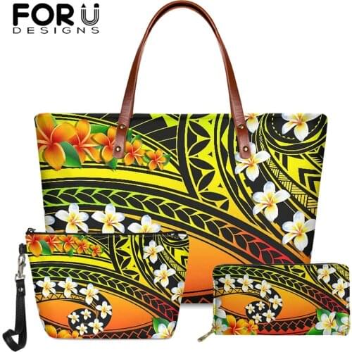 FORUDESIGNS Bags Female Hawaii Plumeria Polynesian 3D Printed Fashion Ladies Shoulder Handbag Female Casual Top-handle Sac Bolsa
