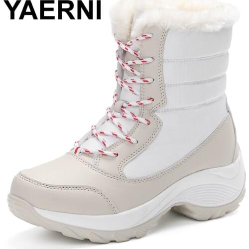 YAERNI 2017 women snow boots winter warm boots thick bottom platform waterproof ankle boots for women thick fur cotton shoes