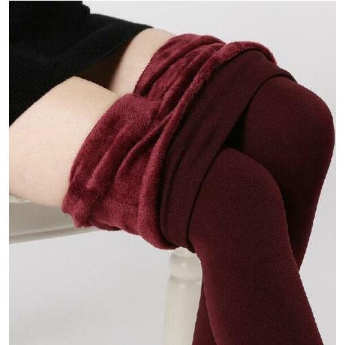 Women Ladies Winter Warm Elastic High Waist Legging Breathable Slim Pants indoor Thermal Thick Warm Fleece Stretch Pants Slim