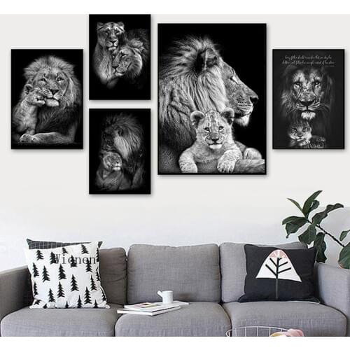 Animals Picture Lion Canvas Paintings for Interior Black and White Home Decor Prints Frameless Modern Posters On The Wall