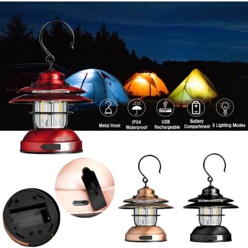 1pc Portable Mini Hanging Camping Lantern USB Outdoor Light Water Resistant Garden Lamp for Garden Yard Camping Lantern