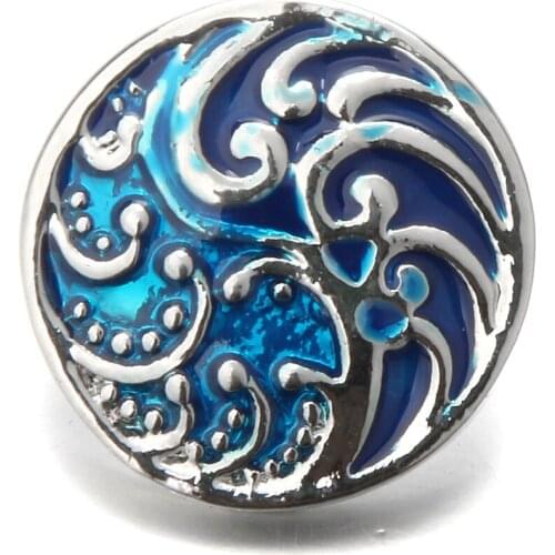 10pcs/lot New Snaps Jewelry Oil Painting Tree Snap Button fit 18mm Snap Button Bracelet For Women Gift